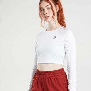 Gymshark White Long Sleeve Crop Top